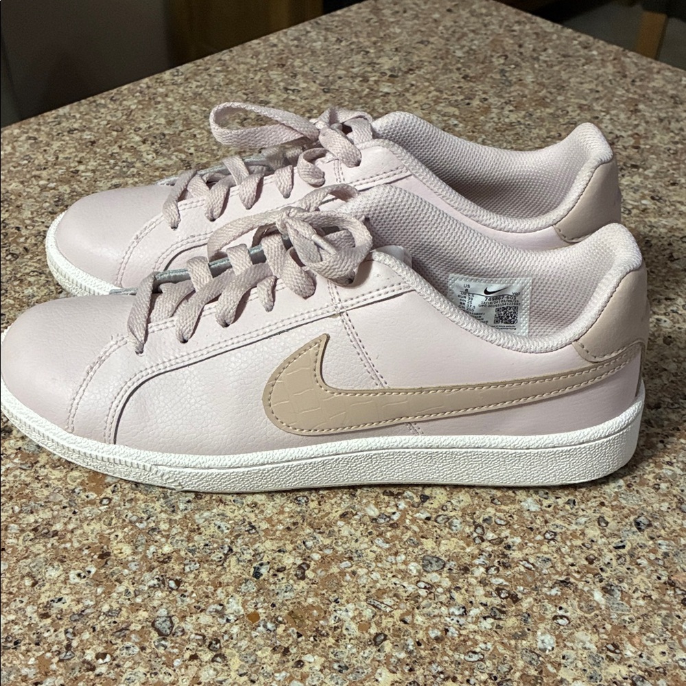 Nike Women's Blush Pink Low-Top Sneakers with Tan Swoosh